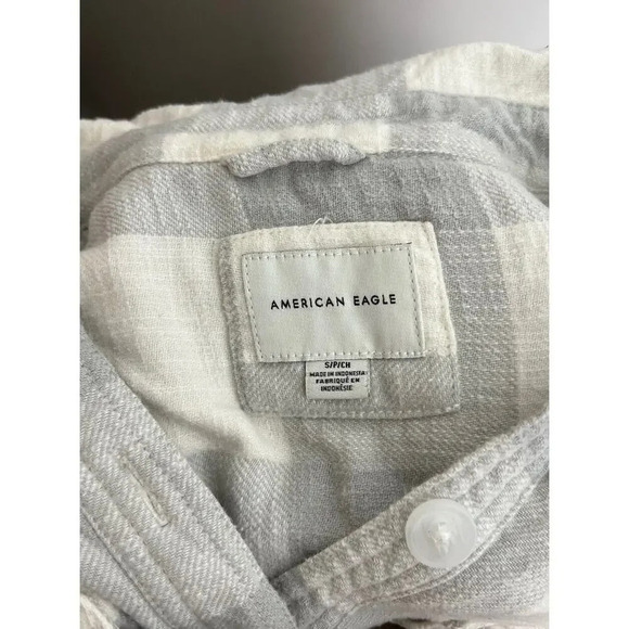 American Eagle Outfitters Half Button Down Long Sleeve Plaid Shirt Size Small - Picture 4 of 7